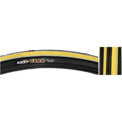 CST Czar Comp Tire Black Yellow 700x25c Clincher Road Race Fixed Gear Bike • $23.95