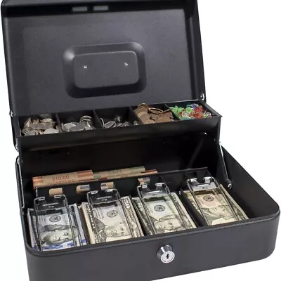 Large Metal Cash Box With Money Tray And Lock Box Tiered Money Box BRAND NEW • $23.96