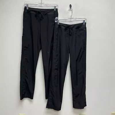 Barco One Womens 2PC Set Black Solid Elastic Waistband High Rise Scrub Pants XS • $20.96