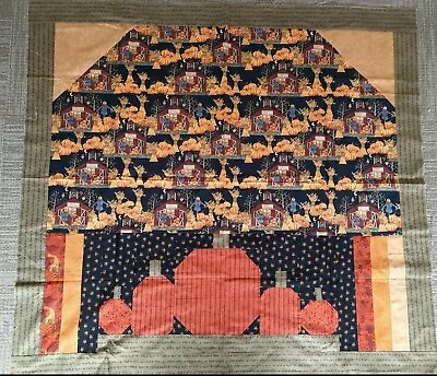 Halloween Harvest Autumn Fall Themed Mini Quilt Top 49  X 46  ~ Pumpkins Barn • $29.95