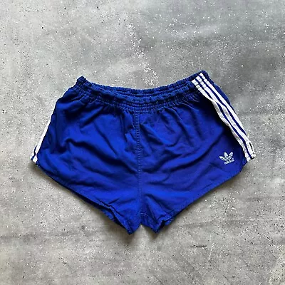 ADIDAS VINTAGE 70s 80s SPRINTER SHORTS BLUE RACER COTTON RUNNING VINTEX SIZE M • £71.99