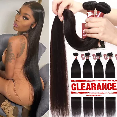 100% Virgin Hair Bundles Weaves Long-Straight Brazilian Sewing #Black Human Hair • $21.30