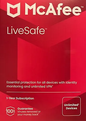 McAfee LiveSafe 2024 For Unlimited Devices / 1 Year (Key Card) • $27.95