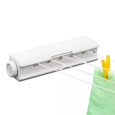 5 Line Indoor Retractable Clothes Airer Washing Line Laundry Dryer Wall Mounted • £10.95