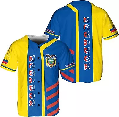 Personalized Ecuador Baseball Jersey Shirt Ecuador Flag Jersey Ecuadorian Jers • $31.99