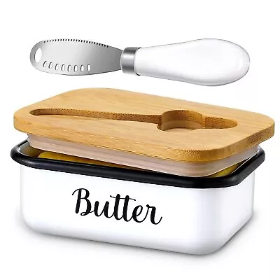 Butter Dish With Lid And Butter Curler Knife For Countertop - Unbreakable Metal • $13.83