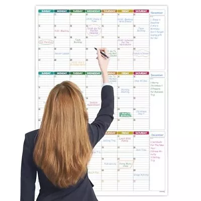 Large Dry Erase Calendar For Wall - Undated 3 Month Wall 3 Month - Colorful • $13.66