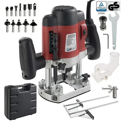 AREBOS Router Wood Router Milling Machine Hand Edge Router 1200W Incl.12 Router • £64.39