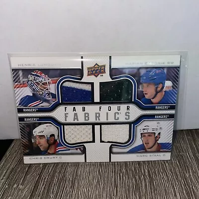 2009-10 Upper Deck Fab Four Fabrics Jersey 15/100 Henrik Lundqvist Gaborik Staal • $25