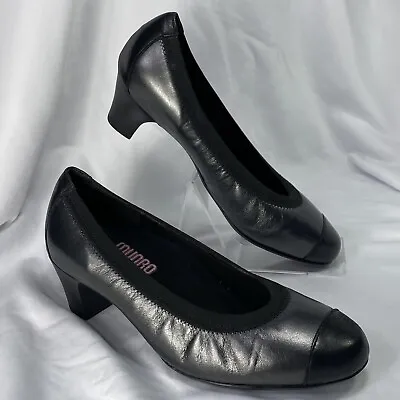 Munro American Women's Size 5.5 W Pump Silver Black Leather Patent Cap Toe Heels • $15.95