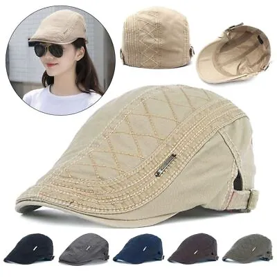 £6.45 • Buy Retro Men Cotton Ivy Flat Cap Newsboy Adjustable Beret Cabbie Gatsby Driving Hat