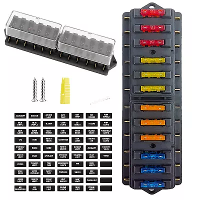 Car Auto Boat Marine 12 Way Fuse Block Blade Box Holder Power Distribution Panel • $16.99