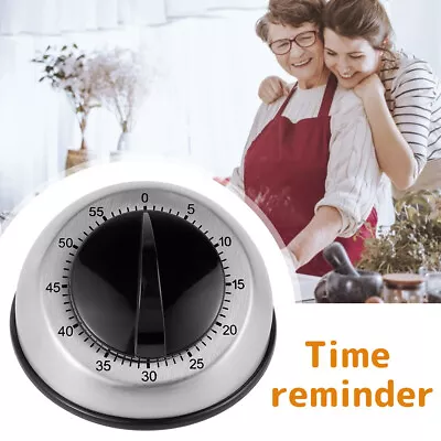 Stainless Steel Cooking Timer 60 Minute Mechanical Wind Up Time Reminder BudPs • $13.89