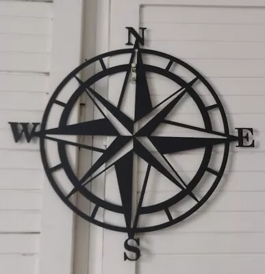 Black Metal Decorative Nautical Compass Wall Décor Ocean Theme Wall Art • £4.50