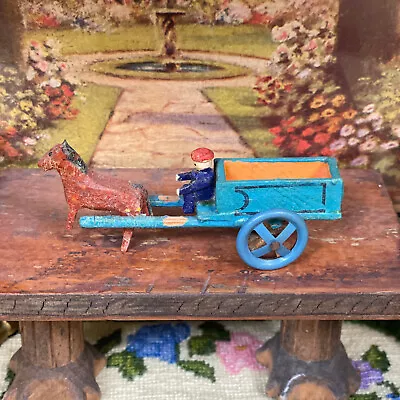 Antique Erzgebirge Putz HORSE CARRIAGE CART Miniature Dollhouse Figure Germany • $55