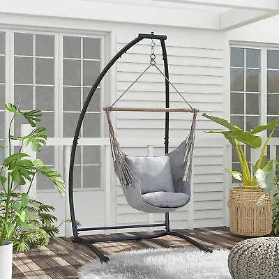 Hammock Chair Stand Metal Frame Hammock Stand For Indoor & Outdoor Use Black • £66.99