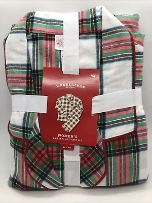 Women's Holiday Tartan Plaid Flannel Matching Family Pajama Set Wondershop 4X • $23.99