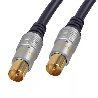 PREMIUM 1m 2m 3m 5m 10m Coax PAL TV Aerial Male Plug To Plug Cable Coaxial Lead • £4.85