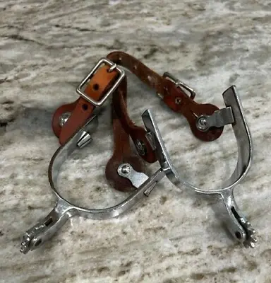 Vintage Spurs With Leather Straps Silver Color • $49.99
