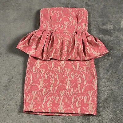 Zara Woman Lace Pink Peplum Tube Dress Size Small Lined Ladies • $15.92