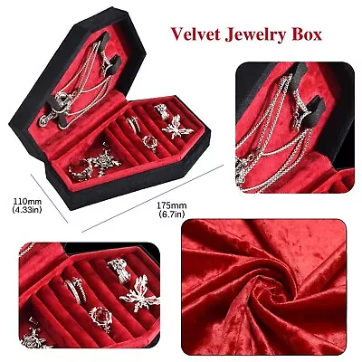 Small Accessory Jewelry Box Goth Vampire Witch Red Coffin Necklace Ring Bracelet • $15.99