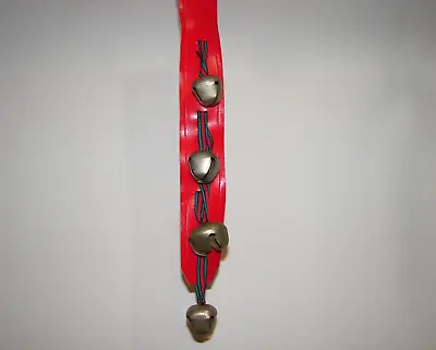 Vintage Sleigh Bells  On Leather Strap 1970s/80s Kitschy Christmas 17  • $19