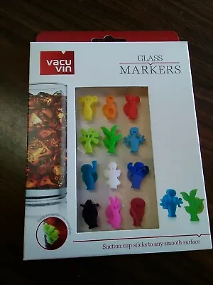 $3.99 • Buy Vacu Vin Party People Glass Markers Wine Charm Set 12 Piece Charms W/Suction Cup