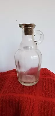 Vintage Small Clear Glass Cruet  Bottle / Oil Or Vinegar Etc / 4.5  Tall • $15.99