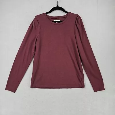 Madewell Puff Sleeve T-Shirt Womens S Burgundy 100% Cotton Classic Preppy Basic • $18.48