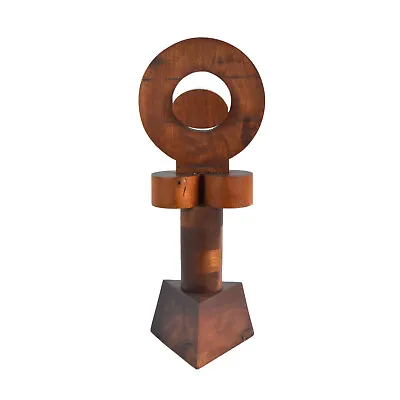 Midcentury Modern Abstract Geometric Wood Sculpture Sgd Fred Borcherdt Chicago • $795