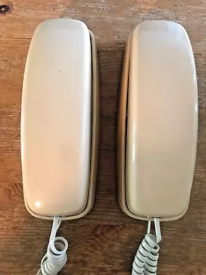 Lot Of 2 AT&T Slimline Phones With Extra Long Cords Vintage Beige Telephone • $13.59