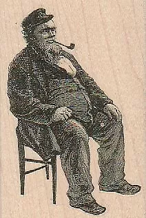 Pipe Smoker On Chair 2 1/4 X 3 1/4  Rubber Stamp Steampunk Stamp Vintage Stamp • $10