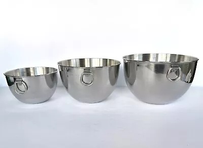 Revere Ware Stainless D-Ring Nesting Bowls Set Of 3 Very Nice Condition • $26.99
