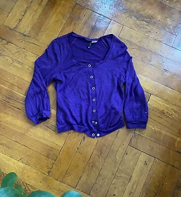 H&M Hm Purple Knit Cardigan Sweater  3/4 Sleeve Women's Size 2 • $4