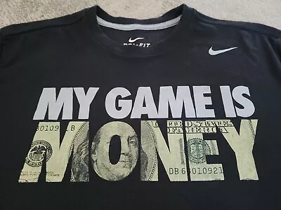 Nike  My Game Is Money  Dri-Fit Cotton Shirt Mens XL Black HTF • $49