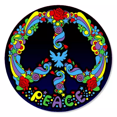 RAINBOW PEACE SIGN HIPPIE FLOWER Pendant 925 Sterling Plate Silver 20  Necklace • $17.77