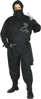 Ninja Warrior Fighter Black Fancy Dress Up Halloween Plus Size Adult Costume • $39.95