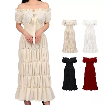 Off Shoulder Dress Women Medieval Renaissance Skin-friendly Stage Vintage • $48.94