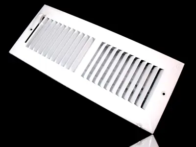 Air Register Vent Cover Grille 2-Way AC X Duct Size: 12 X4  Ceiling Steel White • $14.59