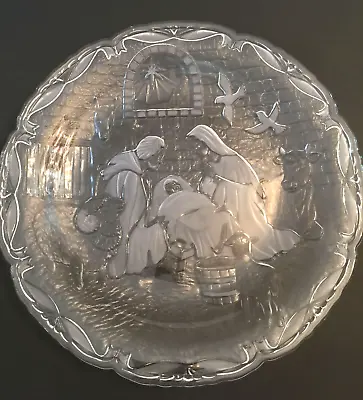 Mikasa Nativity 15 1/4  Clear And Frosted Plate/Plaque Germany Vintage • $15.50