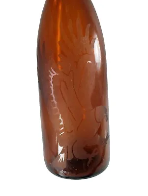 Large Eagle Etched Brown Glass Bottle 55035 • $11