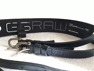 NEW G-STAR Raw BELT Double Buckle Strap BLACK LEATHER 75S Size S Rare • $80