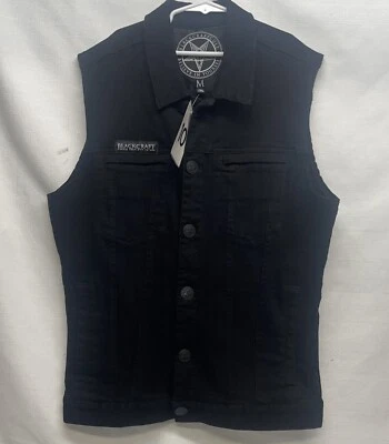 $65.77 • Buy Black Craft Cult Denim Vest Punk Goth Hot Topic Unisex Size Medium