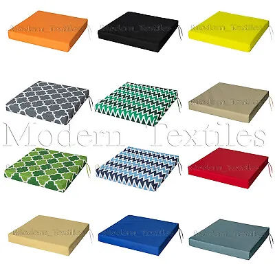 WATERPROOF Chair Cushion Seat Pads OUTDOOR Tie On Garden Patio REMOVABLE COVER! • £11.99