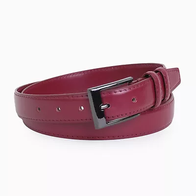 Men's 30mm Wide Double Loop Leather Belt - Burgundy [Size 32-44] • $19