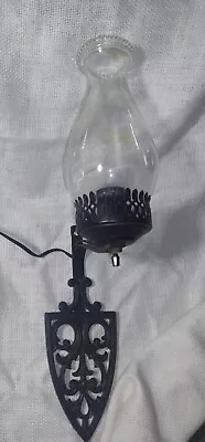 Vintage Black Trivet Wall Wall Lamp W/Clear Chimney  • $21.50