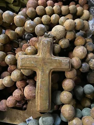 MEXICAN CLAY - Large ROSARY CROSS & BEADS  ***FREE FREIGHT*** • $62.58