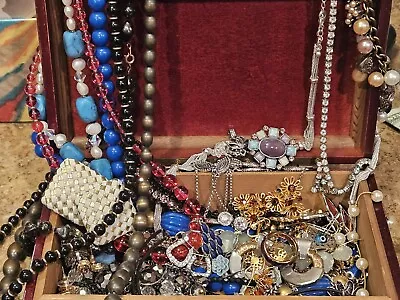 Vintage & Modern Estate Jewelry Lot W/Box Over 40 Pieces Signed And Unsigned  • $65