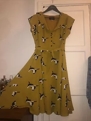 Collectif Liza Cat 40’s Swing Dress Mustard Size 14-16 Worn Once • £32