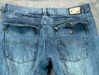 GNet Jeans Mens 38 38x32 Light Blue Jeans Destroyed Street Denim Actual 40x30 • $23.19